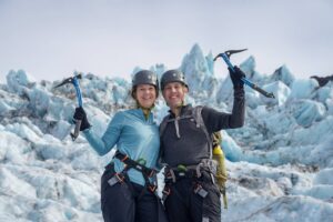 couple on glacier